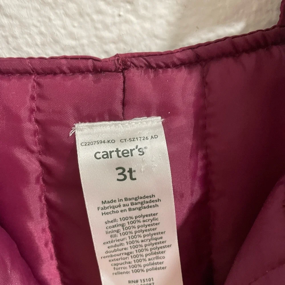 Carter Kids Burgundy Snow Bib